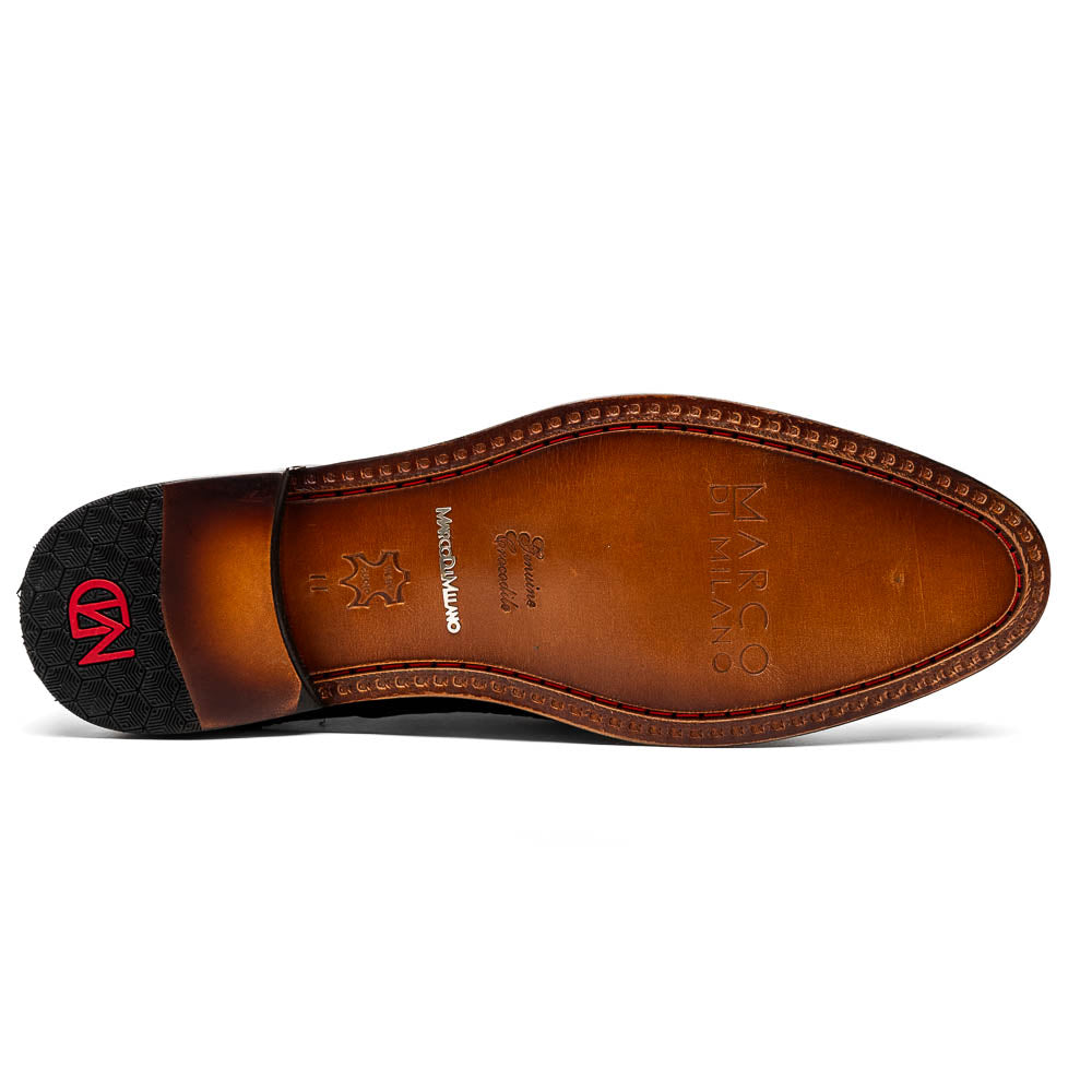 John Classic Dress Oxford Woven Calfskin Crocodile Shoes Black