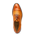 John Classic Dress Shoes Oxford Woven Calfskin Leather Brandy
