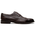 John Classic Oxford Woven Calfskin Genuine Caiman Crocodile Brown
