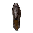 John Classic Oxford Woven Calfskin Genuine Caiman Crocodile Brown