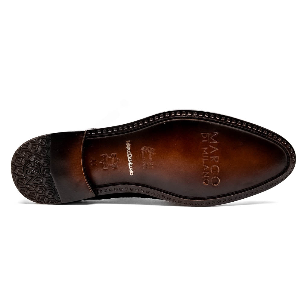 John Classic Oxford Woven Calfskin Genuine Caiman Crocodile Brown