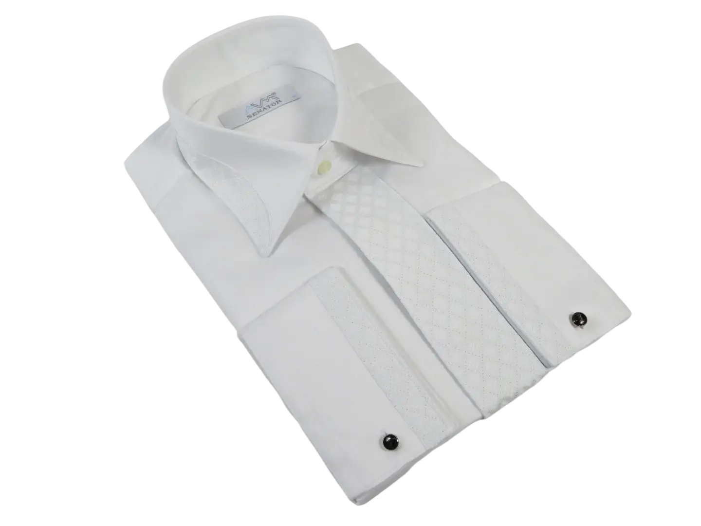 Men CEREMONIA Formal Tux Cotton Shirt Slim Fit Turkey #JKF 13 White Checker