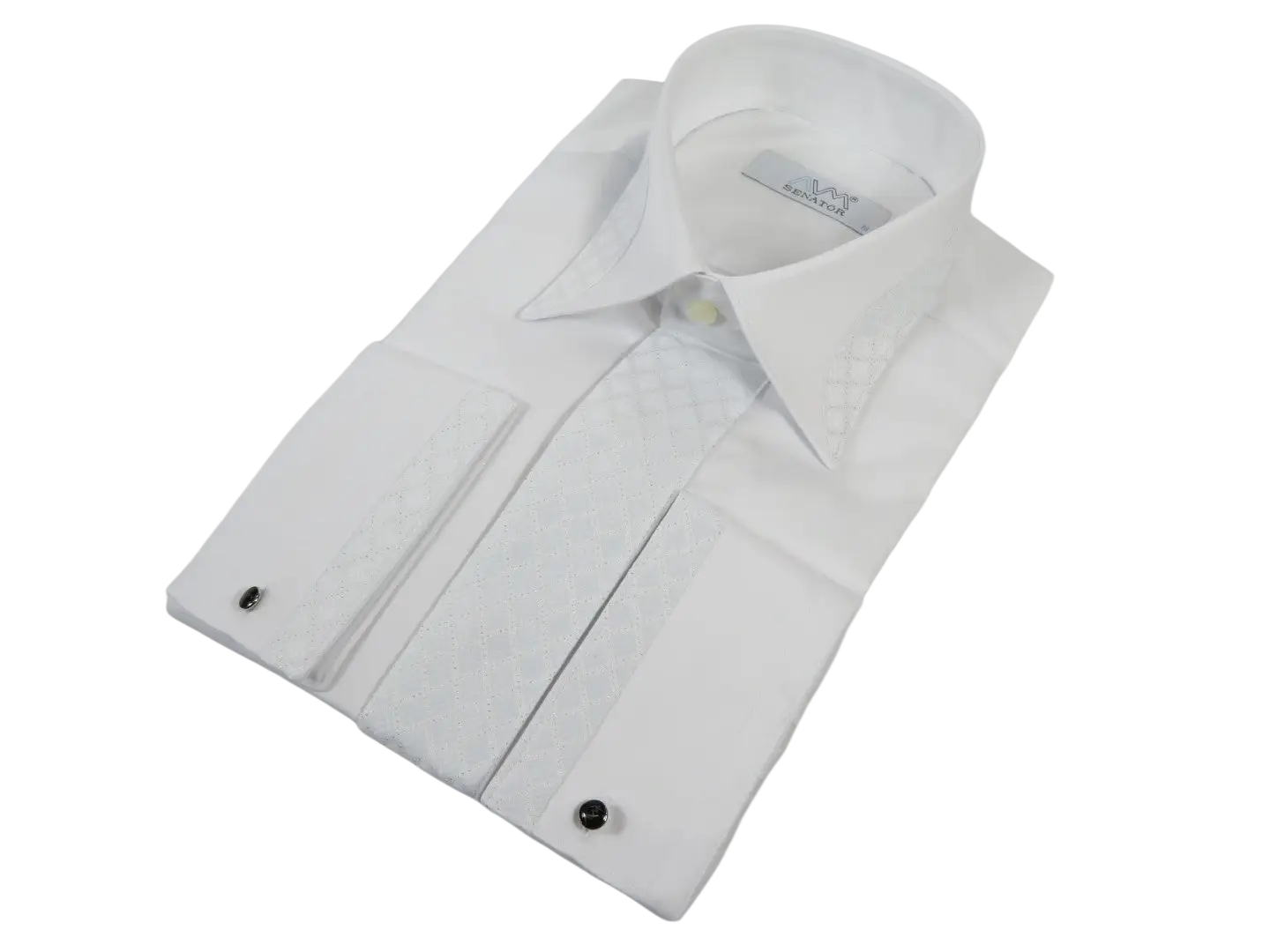 Men CEREMONIA Formal Tux Cotton Shirt Slim Fit Turkey #JKF 13 White Checker