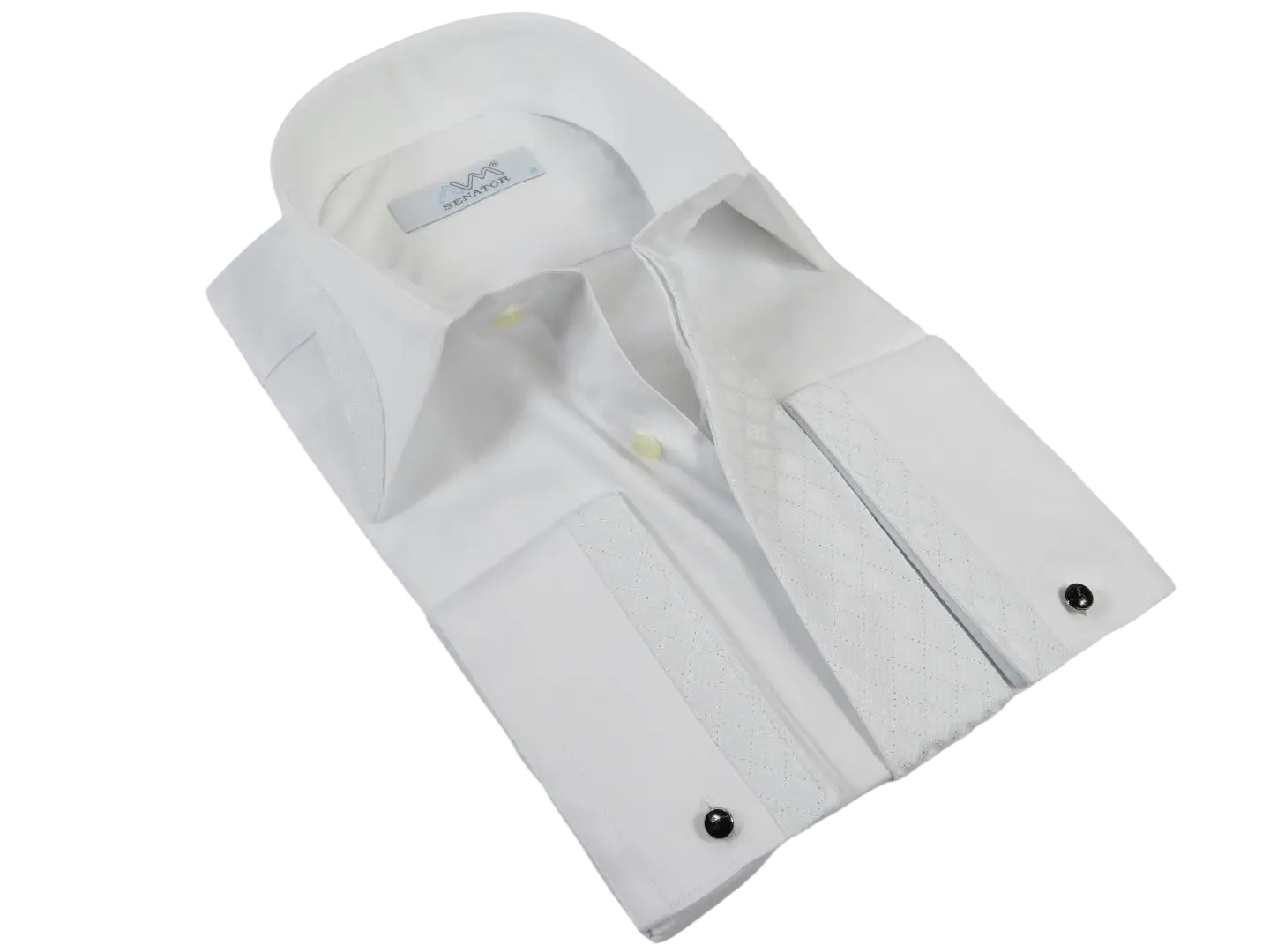 Men CEREMONIA Formal Tux Cotton Shirt Slim Fit Turkey #JKF 13 White Checker