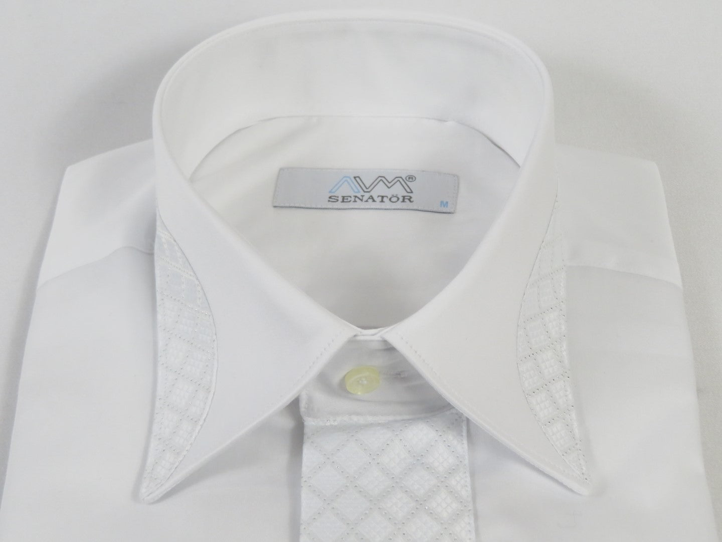 Men CEREMONIA Formal Tux Cotton Shirt Slim Fit Turkey #JKF 13 White Checker