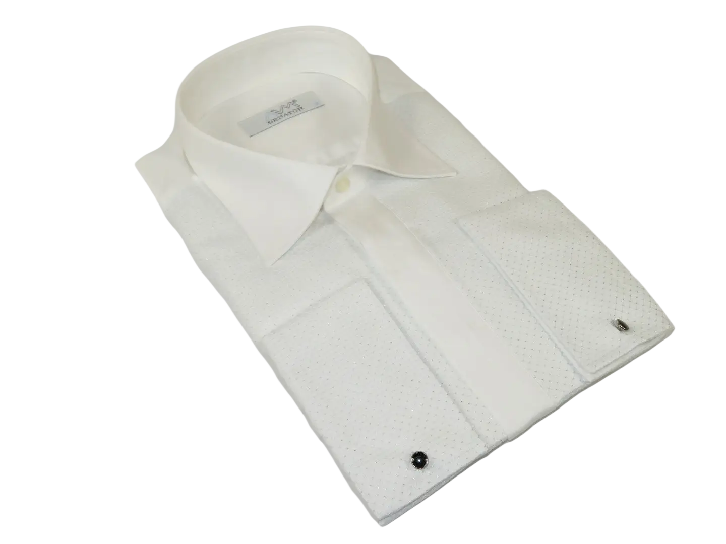 Men CEREMONIA Formal Tux Cotton Shirt Slim Fit Turkey #JKL 13 White Pin Dot