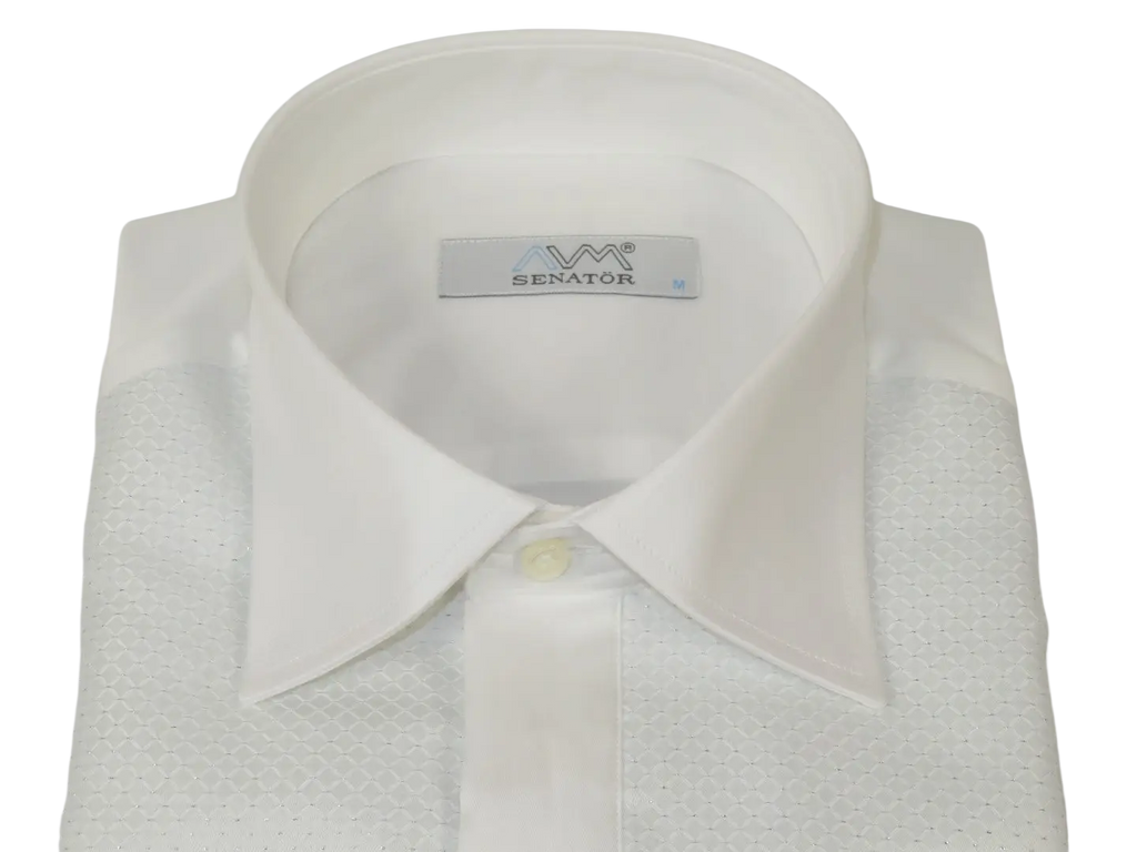 Men CEREMONIA Formal Tux Cotton Shirt Slim Fit Turkey #JKL 13 White Pin Dot