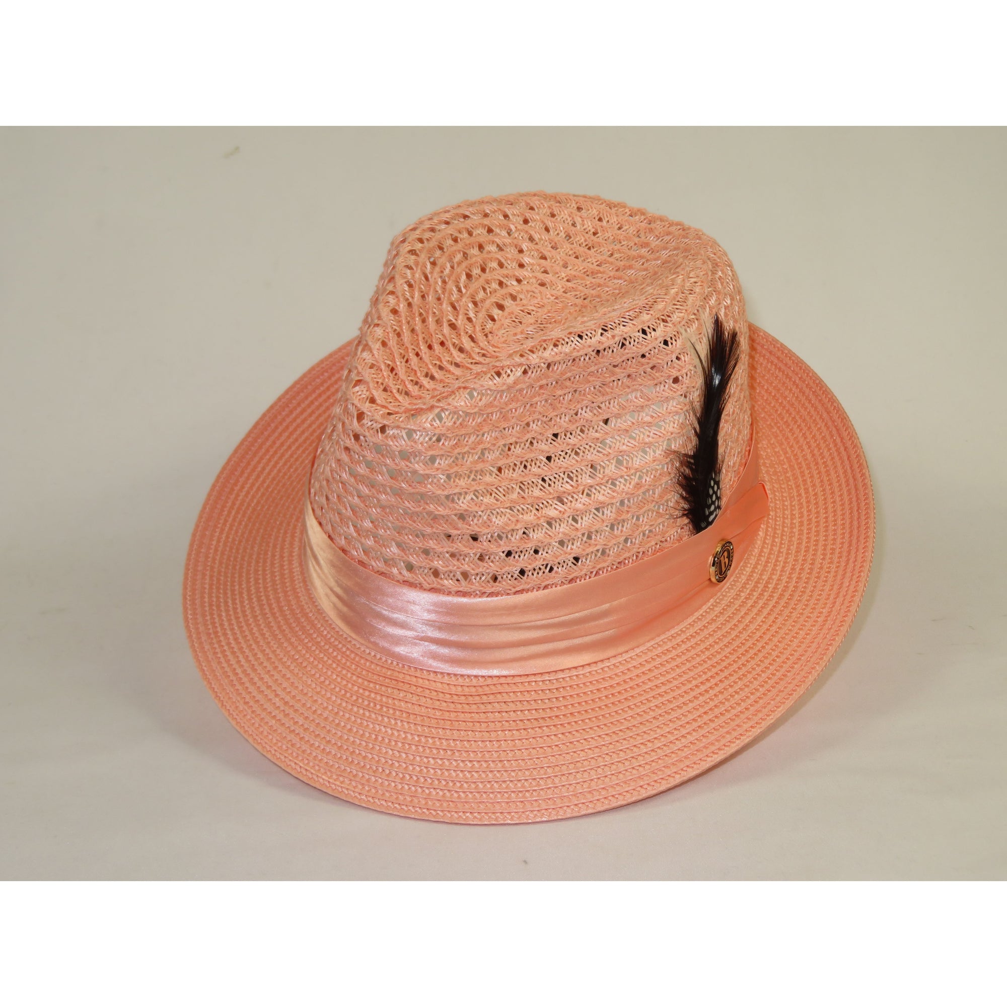 Men's Summer Spring Braid Straw style Hat by BRUNO CAPELO JULIAN JU903 Peach