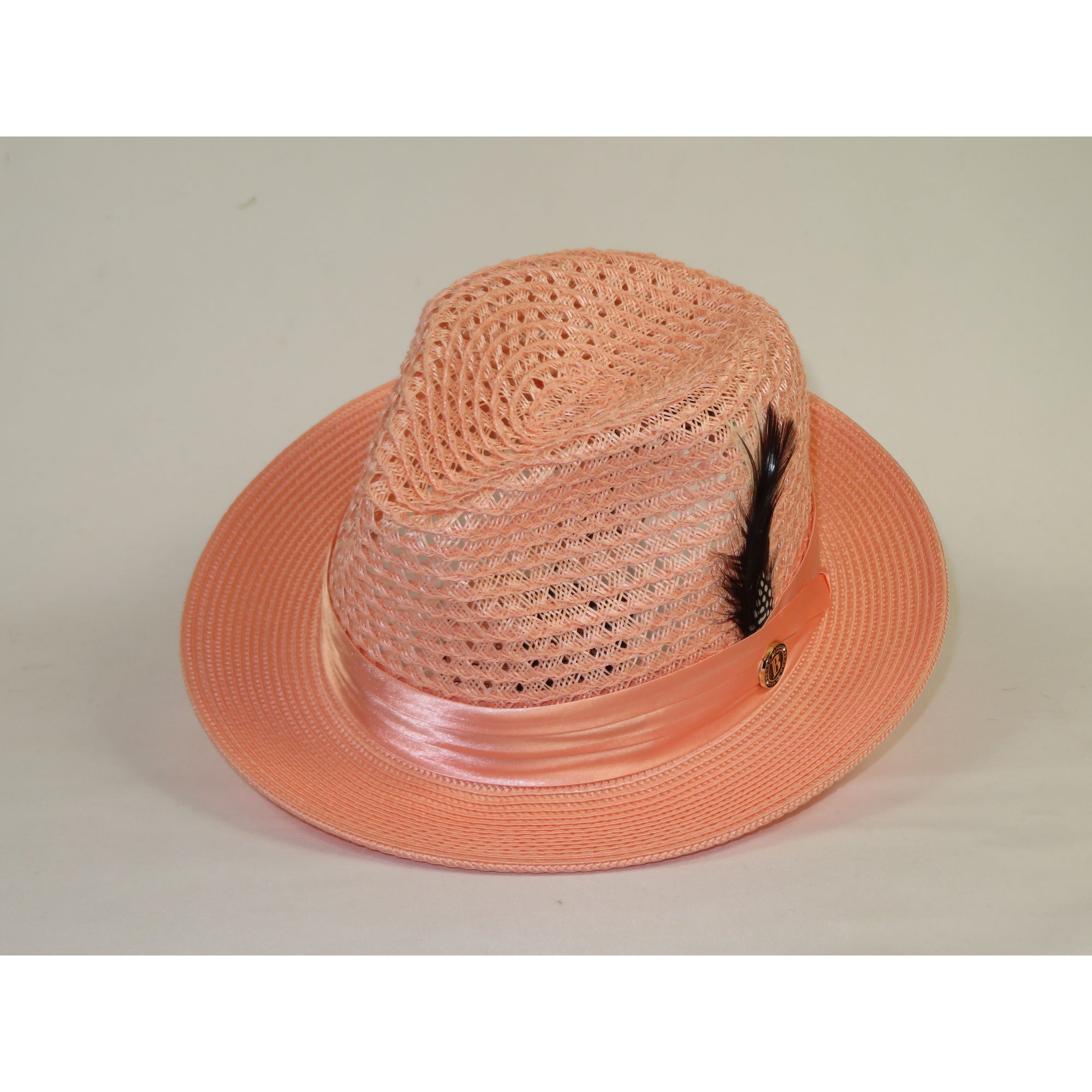 Men's Summer Spring Braid Straw style Hat by BRUNO CAPELO JULIAN JU903 Peach