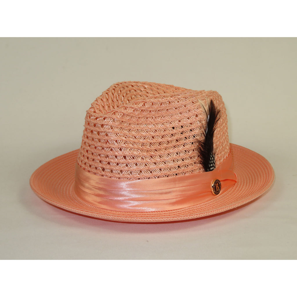 Men's Summer Spring Braid Straw style Hat by BRUNO CAPELO JULIAN JU903 Peach