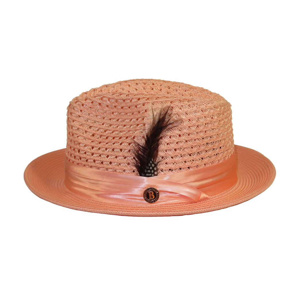 Men's Summer Spring Braid Straw style Hat by BRUNO CAPELO JULIAN JU903 Peach