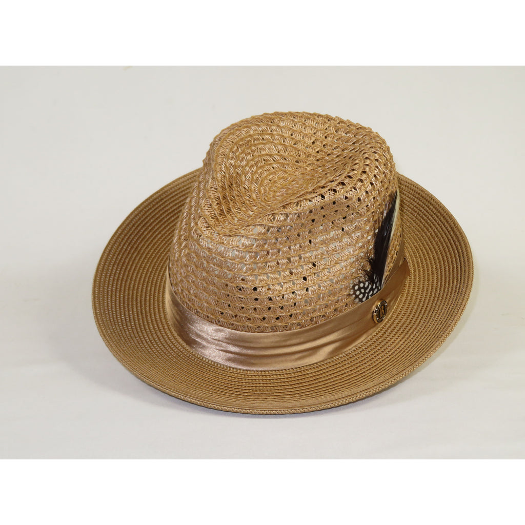 Men's Summer Spring Braid Straw style Hat by BRUNO CAPELO JULIAN JU911 Tan