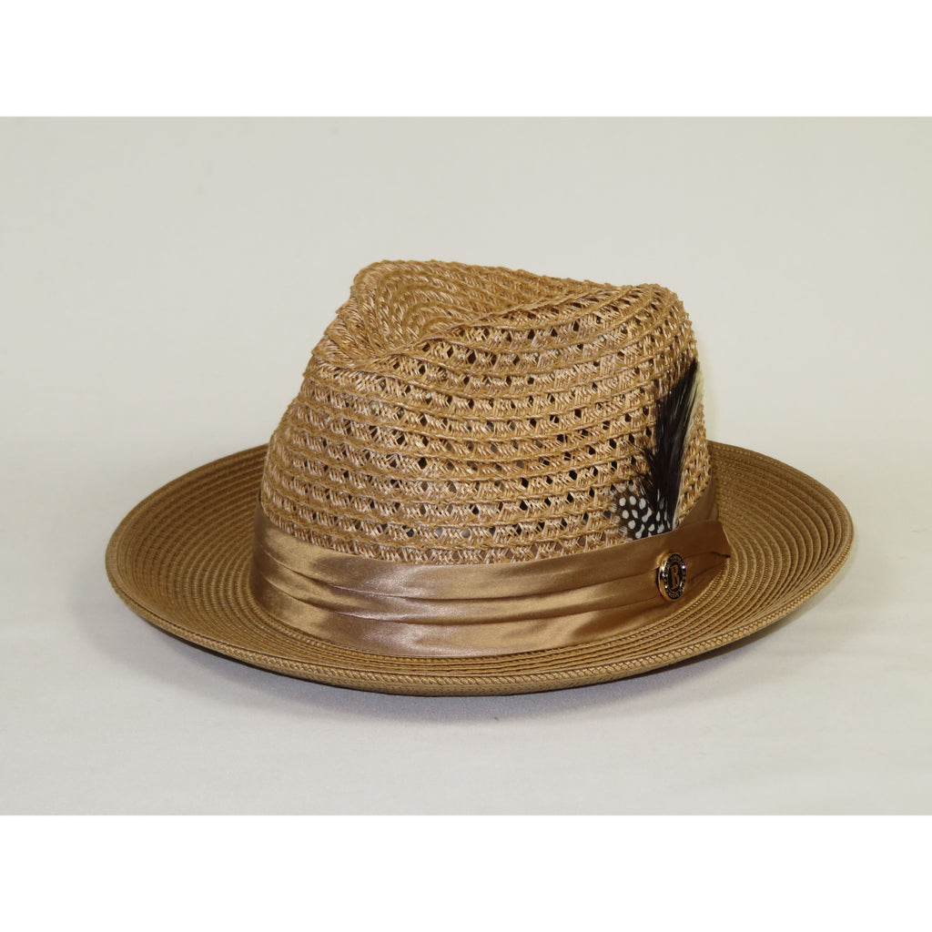 Men's Summer Spring Braid Straw style Hat by BRUNO CAPELO JULIAN JU911 Tan