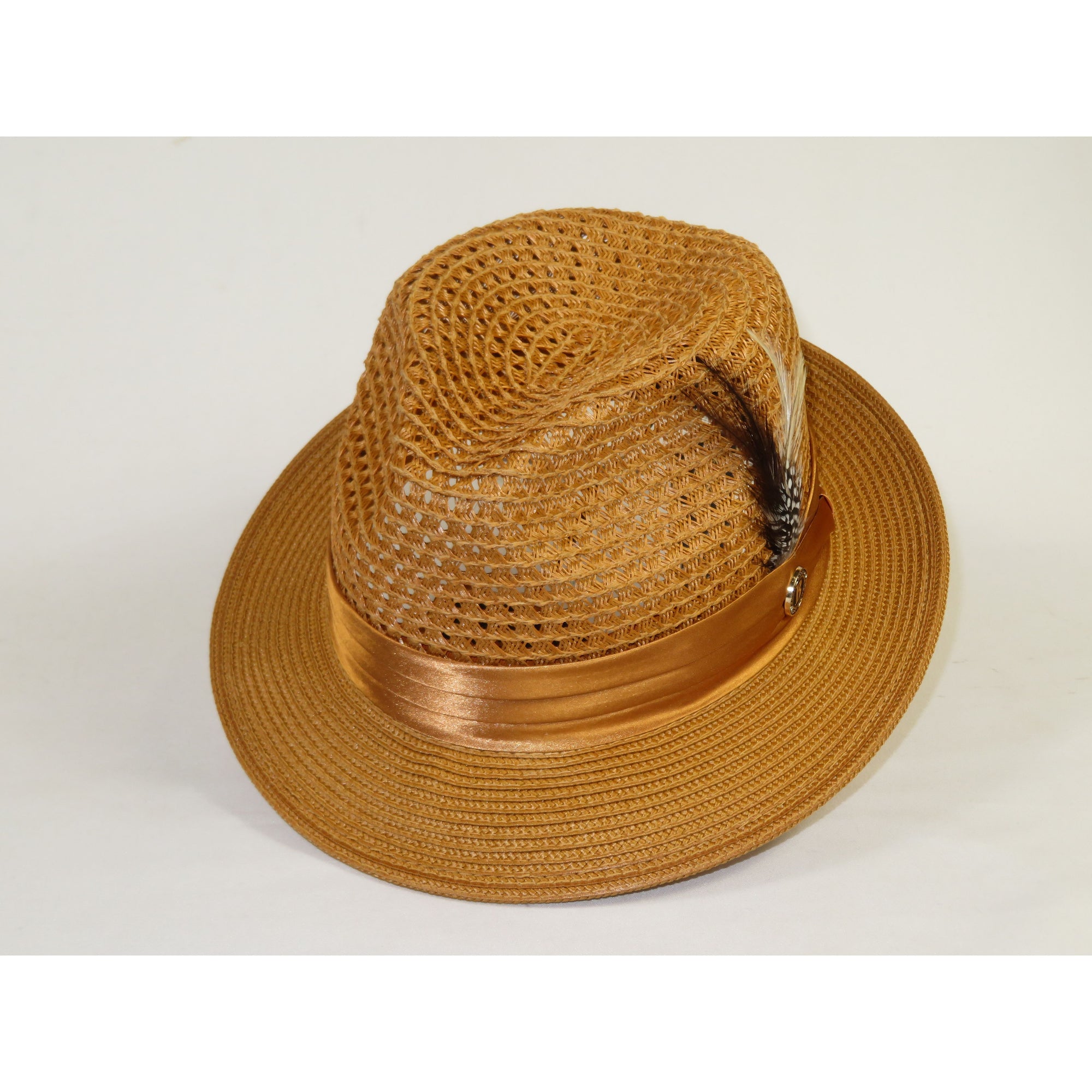 Men's Summer Spring Braid Straw style Hat by BRUNO CAPELO JULIAN JU916 Cognac