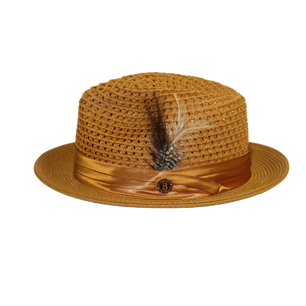 Men's Summer Spring Braid Straw style Hat by BRUNO CAPELO JULIAN JU916 Cognac