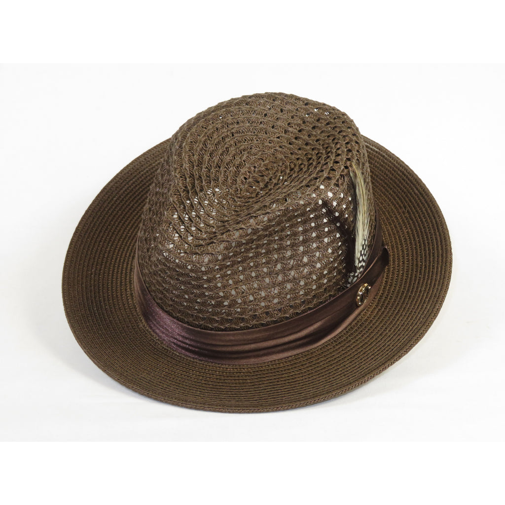 Men's Summer Spring Braid Straw style Hat by BRUNO CAPELO JULIAN JU918 Brown