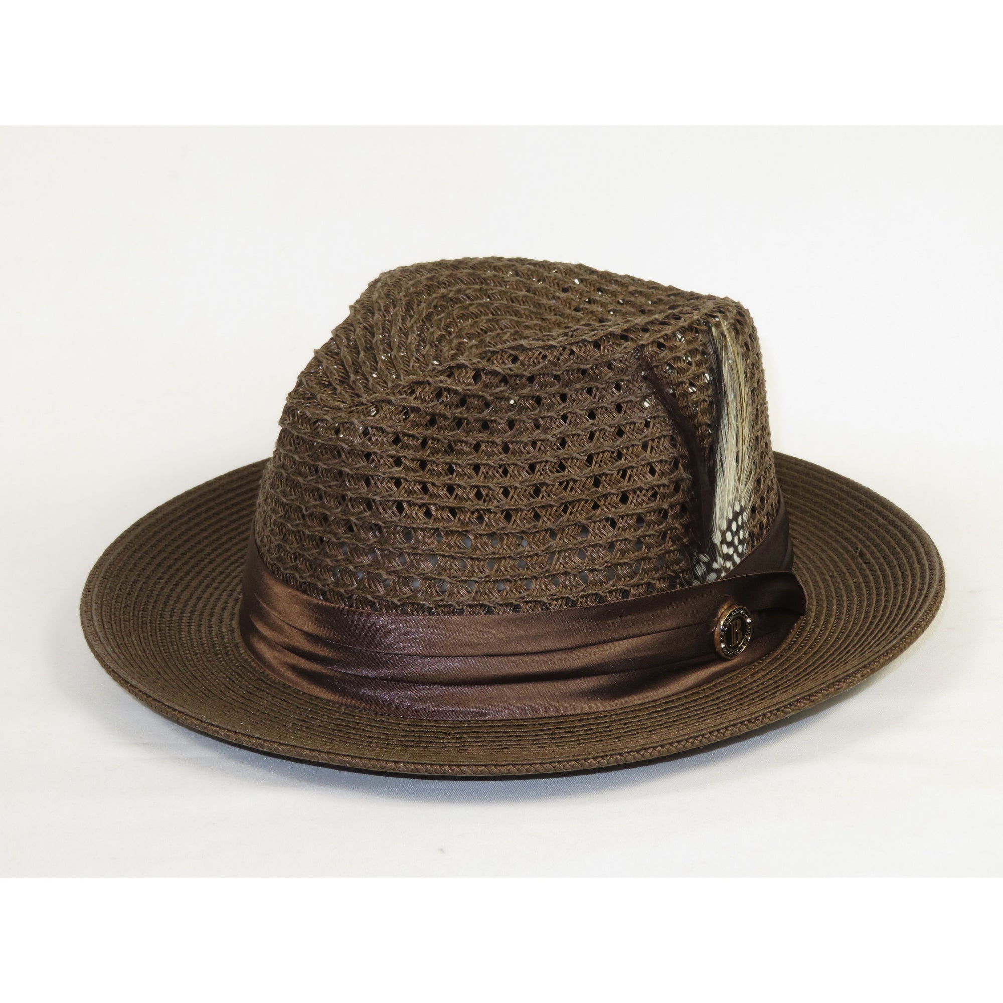 Men's Summer Spring Braid Straw style Hat by BRUNO CAPELO JULIAN JU918 Brown