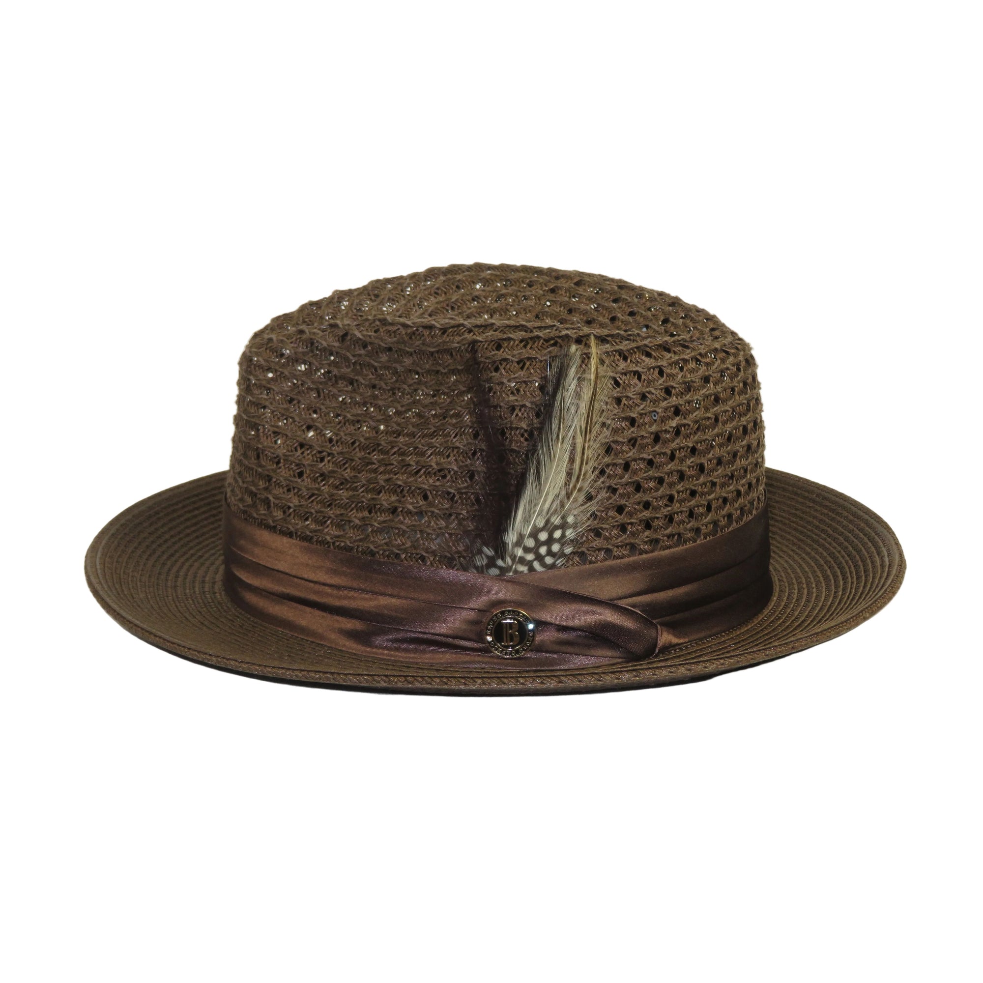 Men's Summer Spring Braid Straw style Hat by BRUNO CAPELO JULIAN JU918 Brown