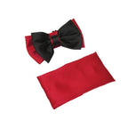 Men's 2-Tone Bow Tie/Hankie Set By J.Valintin Soft Satin Silky JVBT-40 Black Red