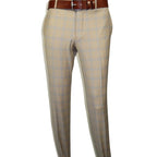 Men Suit BERLUSCONI Turkey Italian Wool 180's Glenn Plaid K167-07 Beige Blue