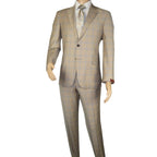 Men Suit BERLUSCONI Turkey Italian Wool 180's Glenn Plaid K167-07 Beige Blue