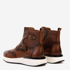 Vinci The Stealth Wingtip Buckle Tan Leather Men Boot