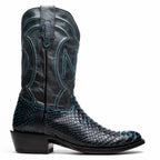 KANSAS Genuine Snake Skin Cowboy Boot from the Western Collection Black Blue
