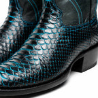 KANSAS Genuine Snake Skin Cowboy Boot from the Western Collection Black Blue