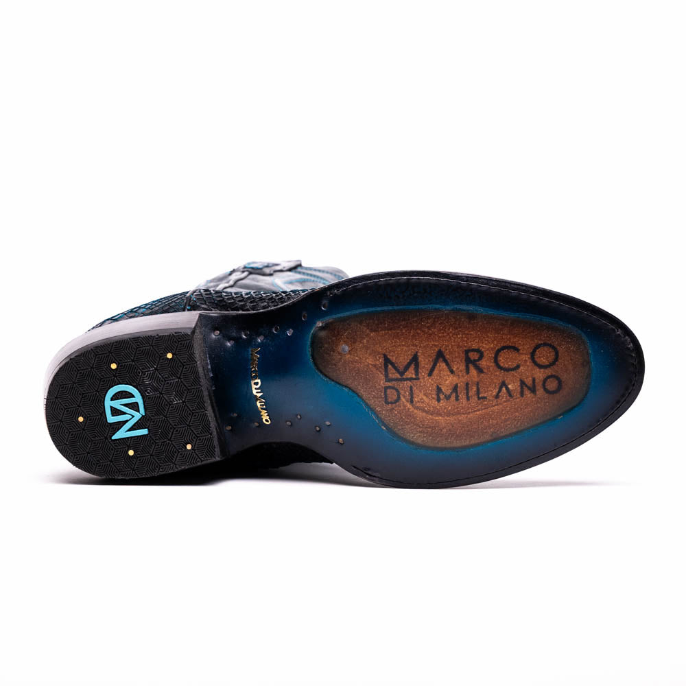 KANSAS Genuine Snake Skin Cowboy Boot from the Western Collection Black Blue
