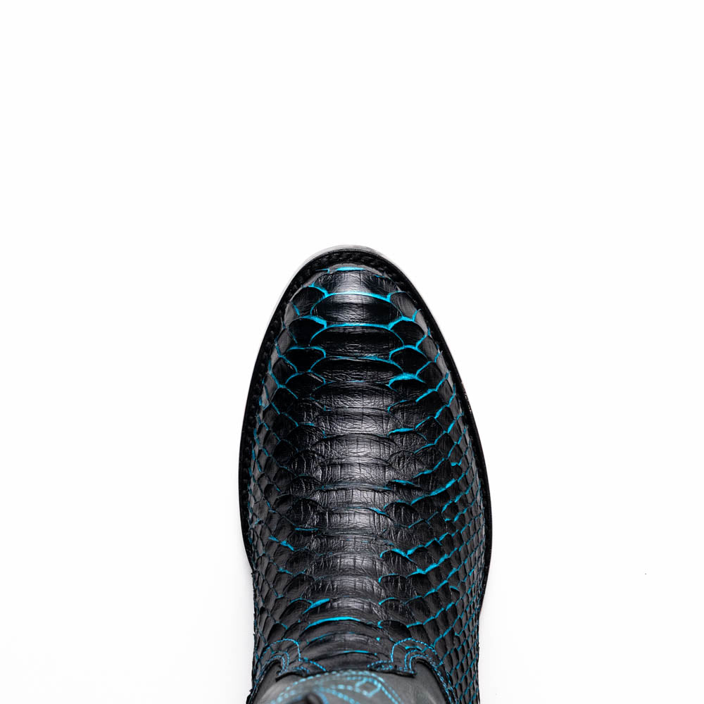 KANSAS Genuine Snake Skin Cowboy Boot from the Western Collection Black Blue