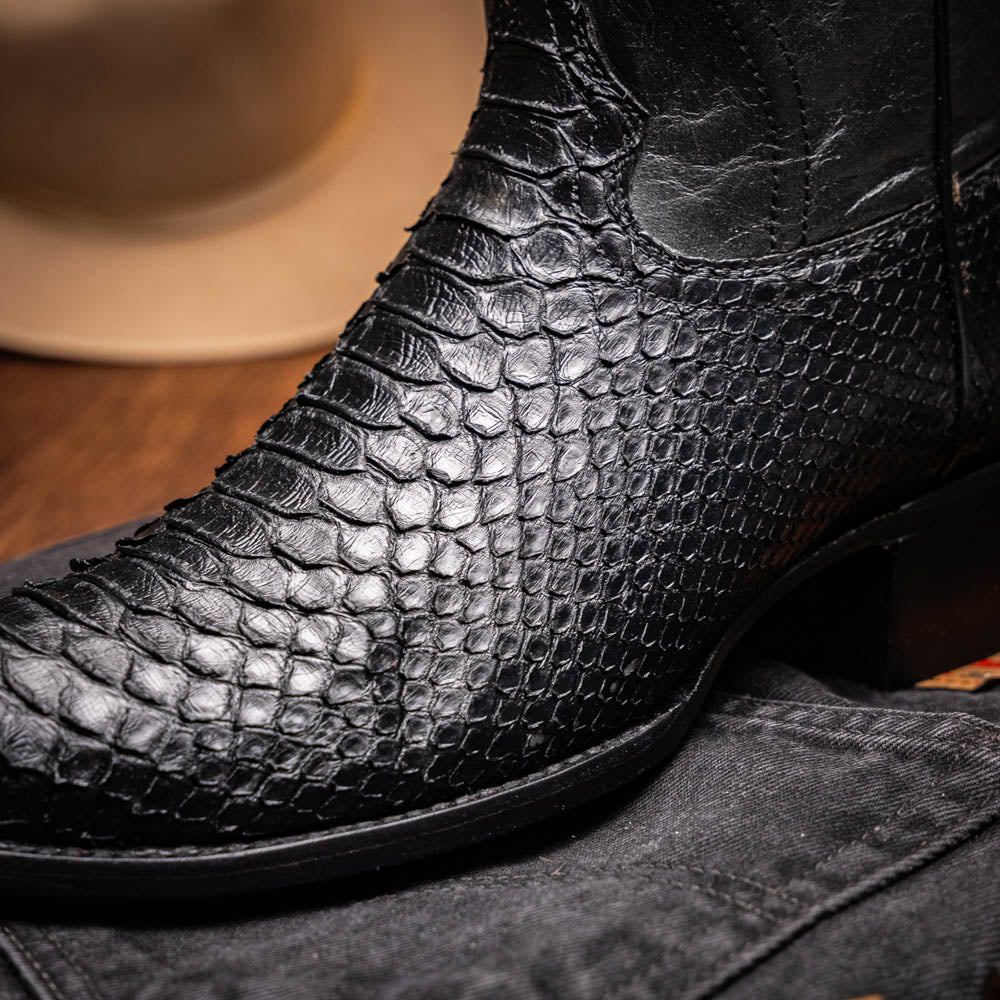 KANSAS  Genuine Snake Skin Cowboy Boot from the Western Collection Black