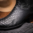 KANSAS  Genuine Snake Skin Cowboy Boot from the Western Collection Black