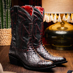 KANSAS Genuine Snake Skin Cowboy Boot from the Western Collection BlackCherry