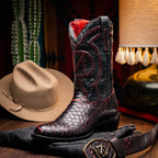 KANSAS Genuine Snake Skin Cowboy Boot from the Western Collection BlackCherry