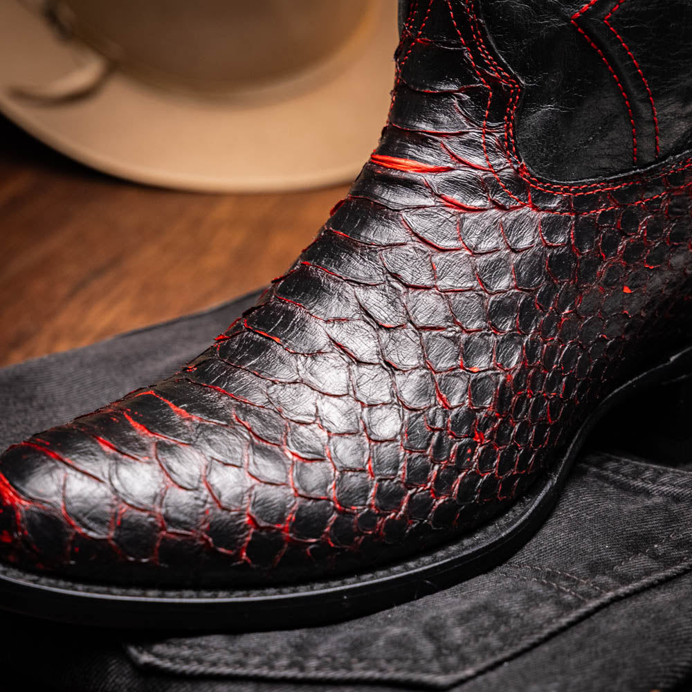 KANSAS Genuine Snake Skin Cowboy Boot from the Western Collection BlackCherry