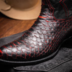 KANSAS Genuine Snake Skin Cowboy Boot from the Western Collection BlackCherry