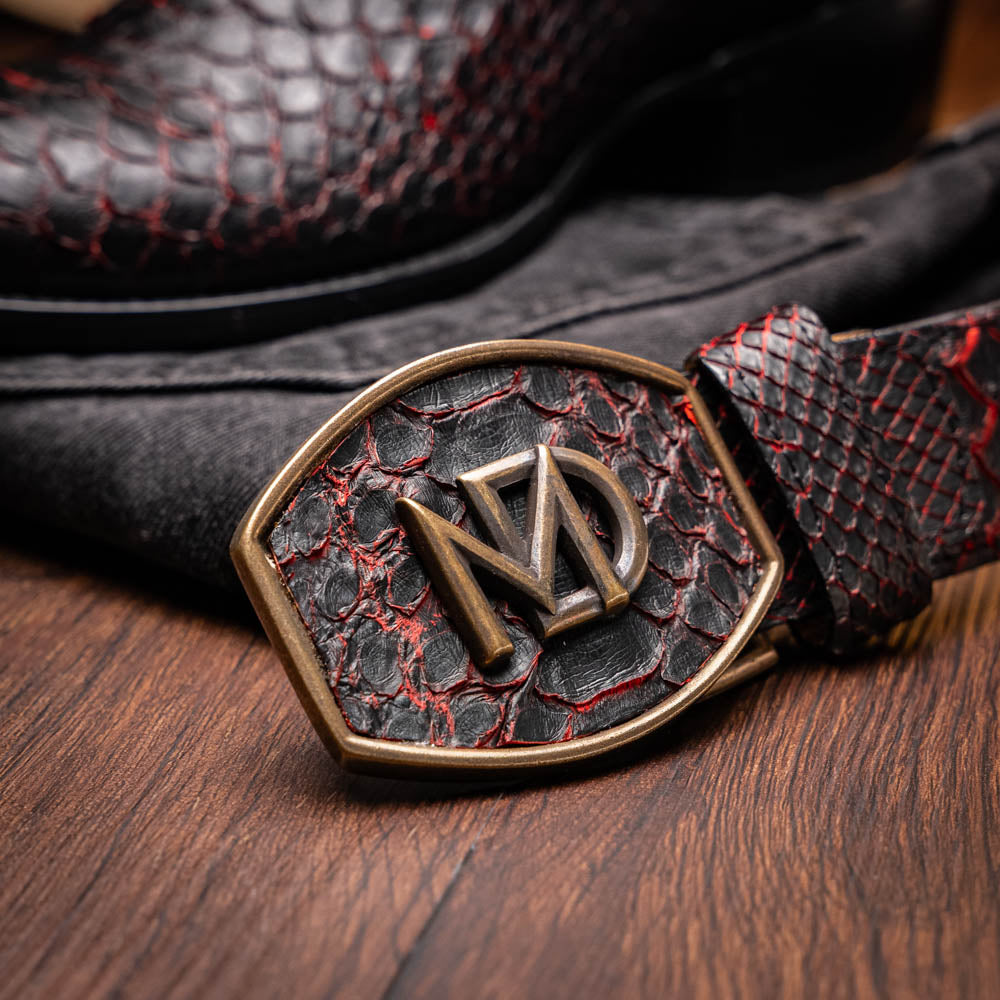 KANSAS Genuine Snake Skin Cowboy Boot from the Western Collection BlackCherry