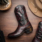KANSAS Genuine Snake Skin Cowboy Boot from the Western Collection BlackCherry