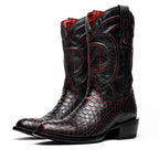 KANSAS Genuine Snake Skin Cowboy Boot from the Western Collection BlackCherry