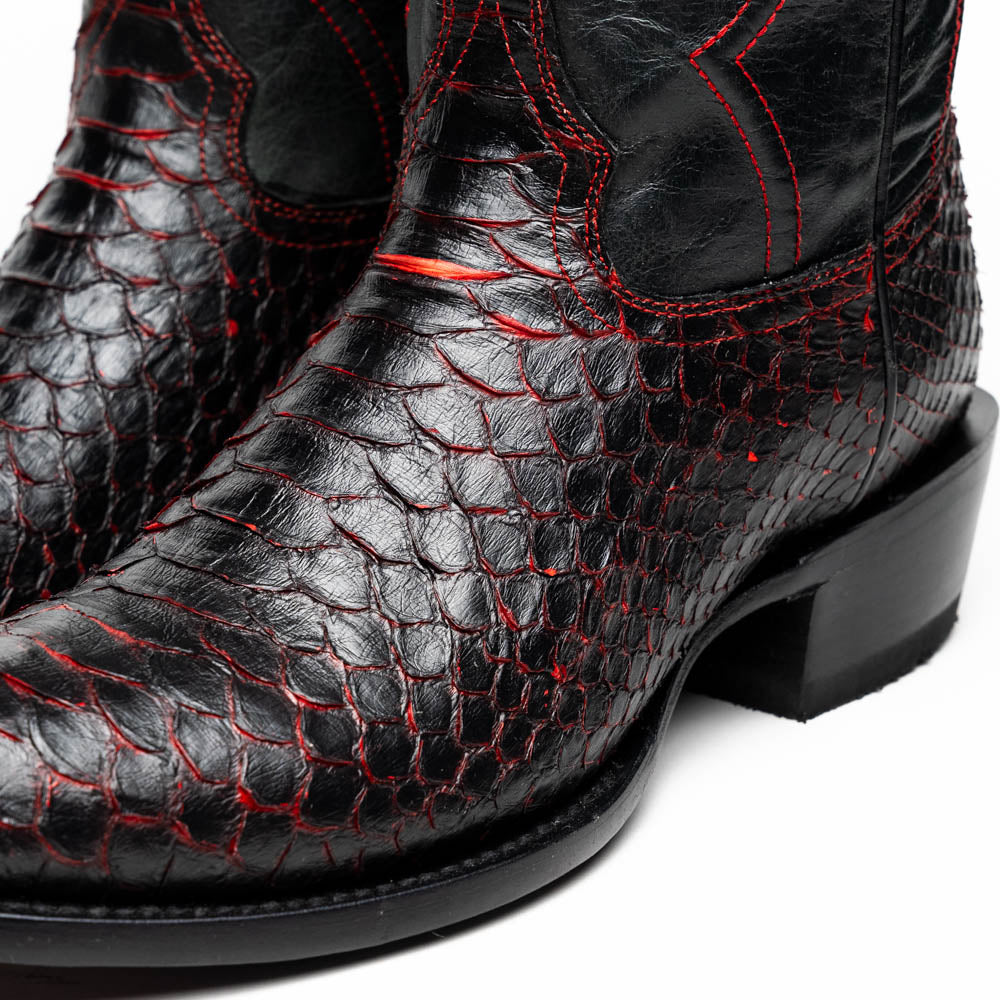 KANSAS Genuine Snake Skin Cowboy Boot from the Western Collection BlackCherry