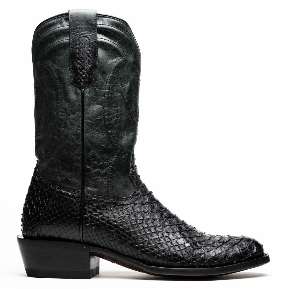 KANSAS  Genuine Snake Skin Cowboy Boot from the Western Collection Black
