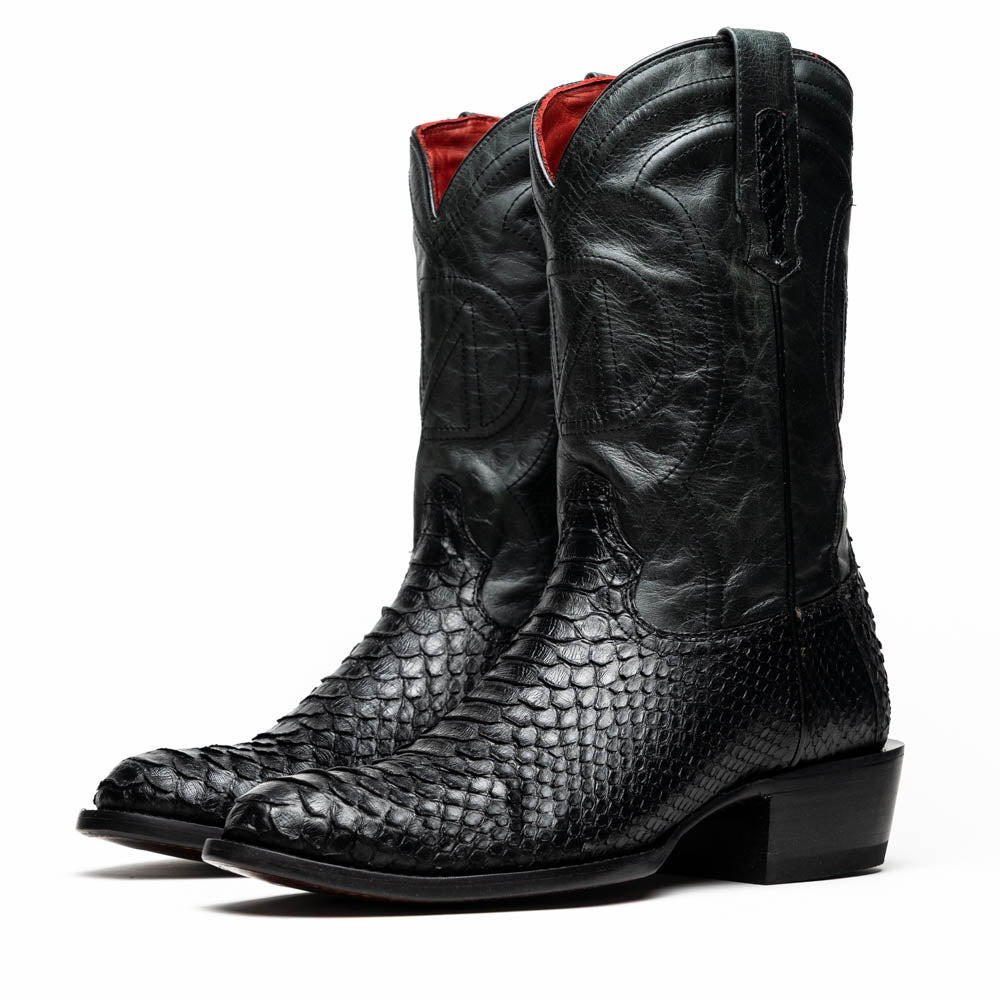 KANSAS  Genuine Snake Skin Cowboy Boot from the Western Collection Black