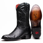 KANSAS  Genuine Snake Skin Cowboy Boot from the Western Collection Black