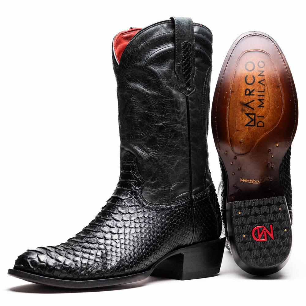 KANSAS  Genuine Snake Skin Cowboy Boot from the Western Collection Black