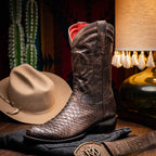 Marco Di Milano Genuine Snake Skin Cowboy Boot Kansas Brown