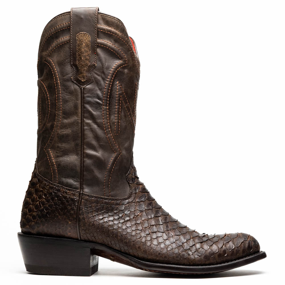 Marco Di Milano Genuine Python Skin Cowboy Boot Kansas Brown
