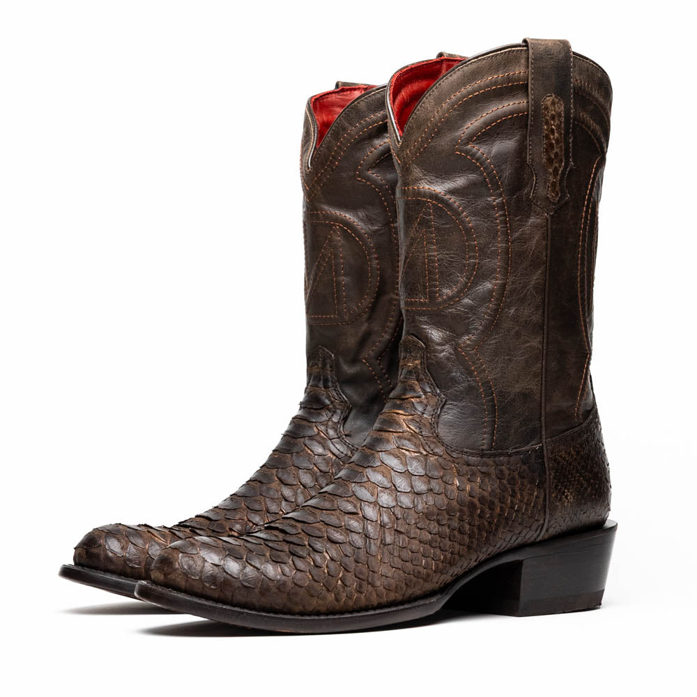 Marco Di Milano Genuine Python Skin Cowboy Boot Kansas Brown