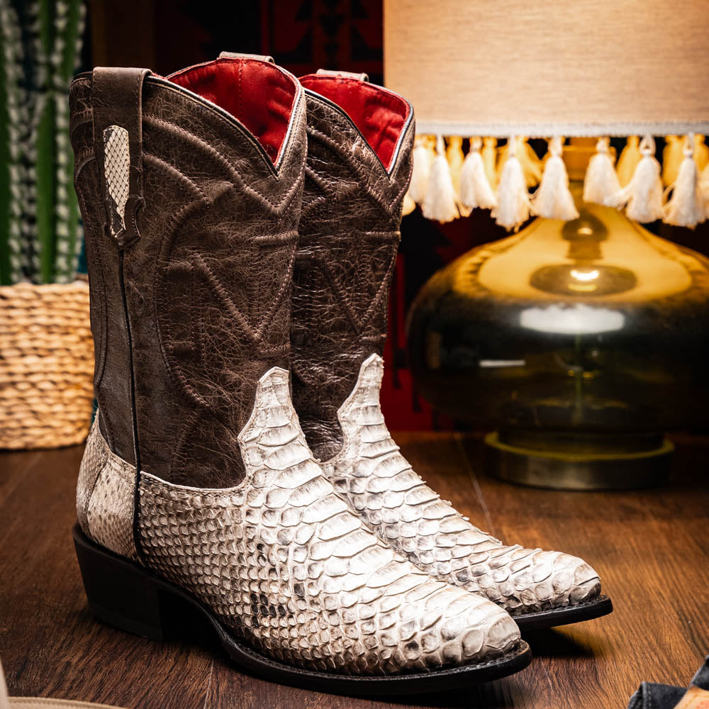 KANSAS Genuine Snake Skin Cowboy Boot from the Western Collection Natural