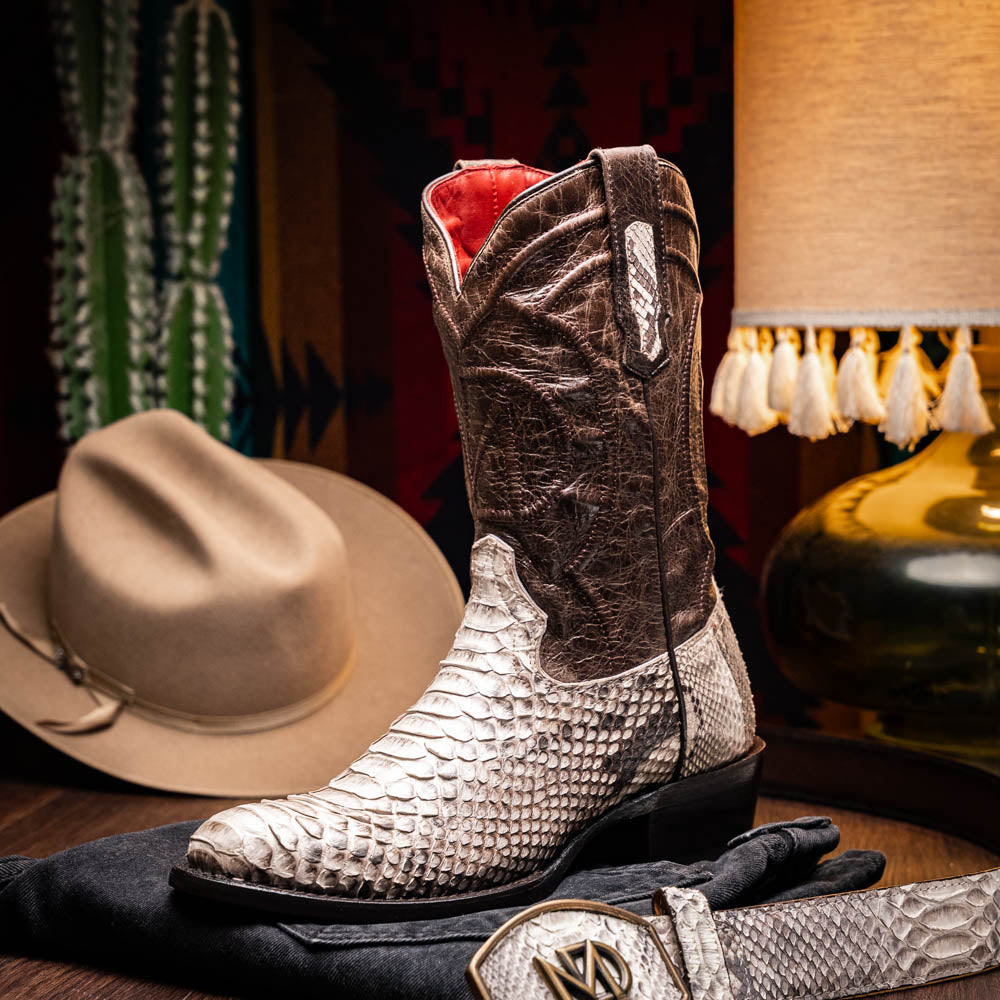 KANSAS Genuine Snake Skin Cowboy Boot from the Western Collection Natural