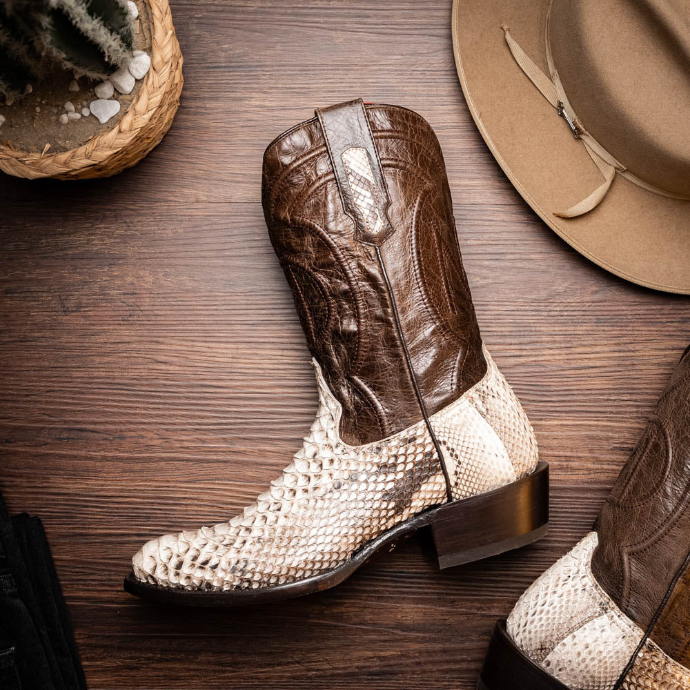 KANSAS Genuine Snake Skin Cowboy Boot from the Western Collection Natural